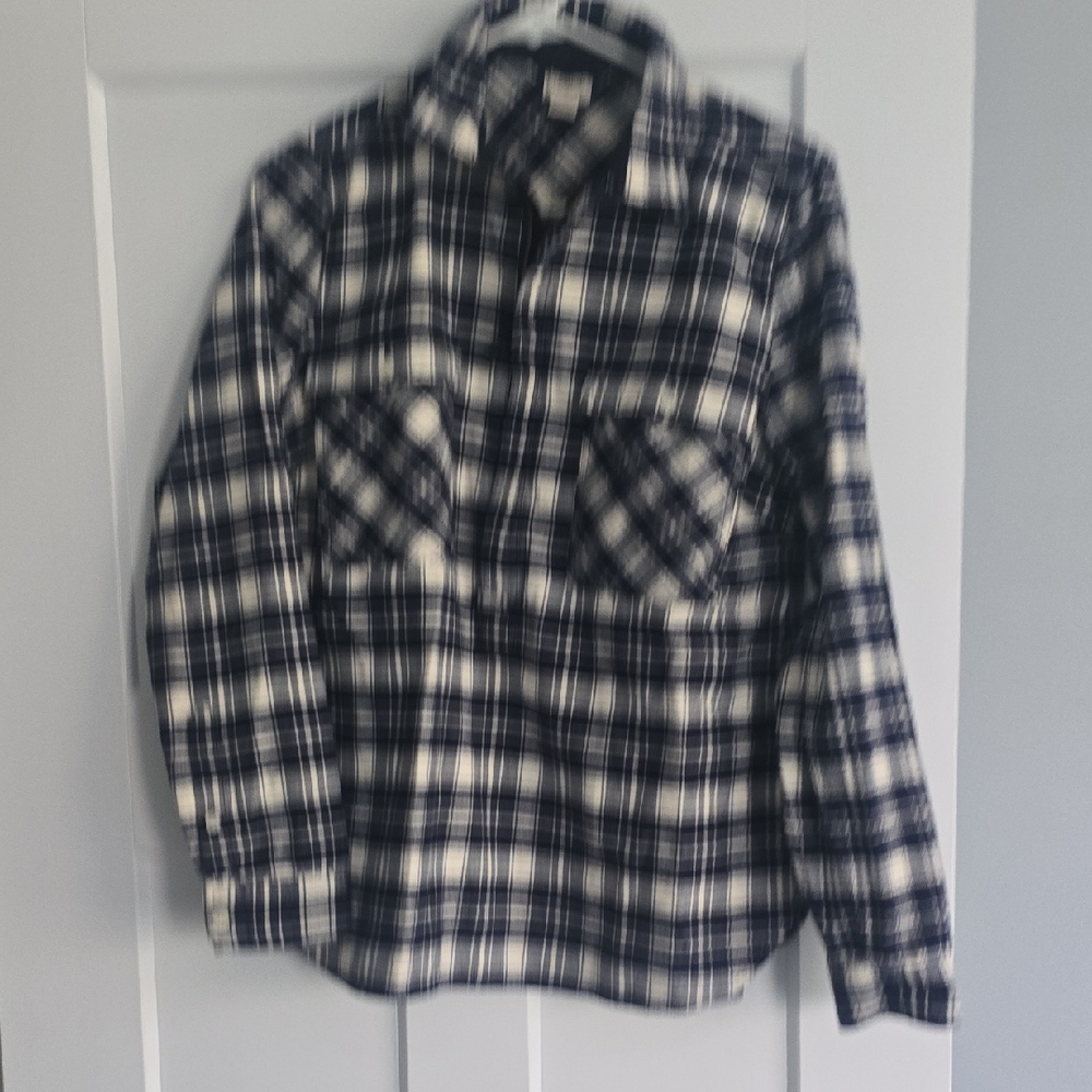 J. Crew Navy and White Plaid Shirt